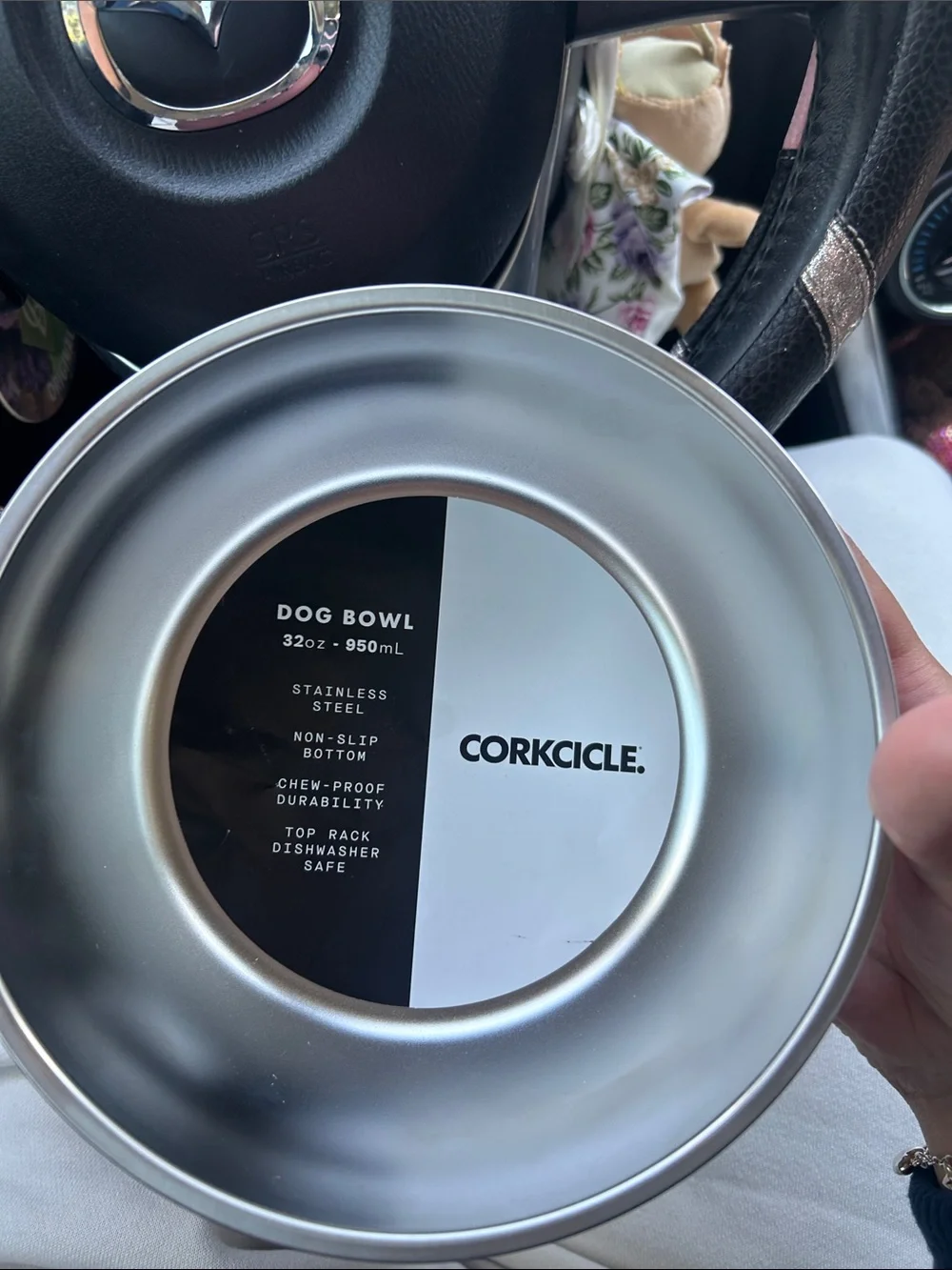 Corkcicle Metallic Silver Stainless Steel Dog Bowl